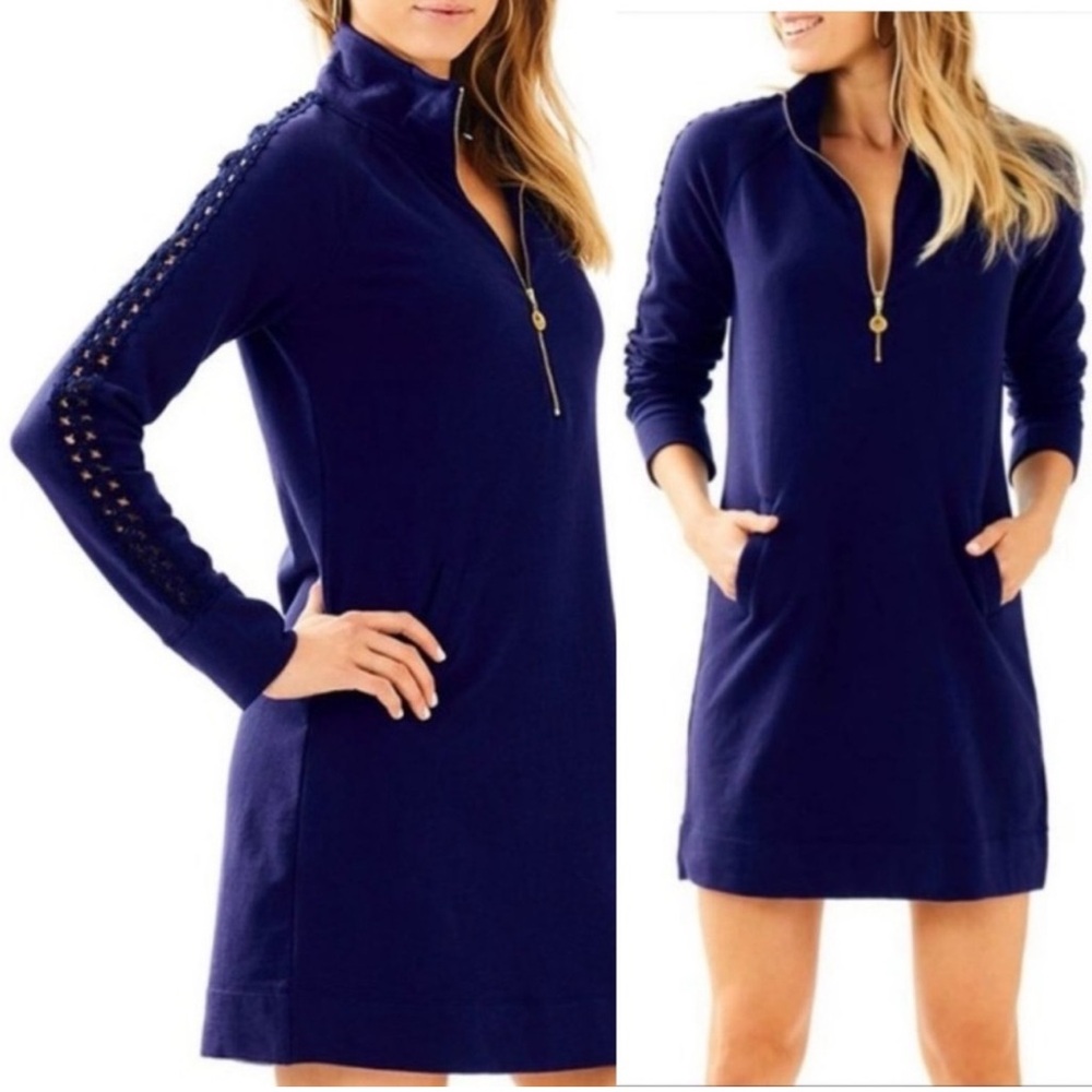LILLY PULITZER Skipper Dress Solid True Navy Popover medium